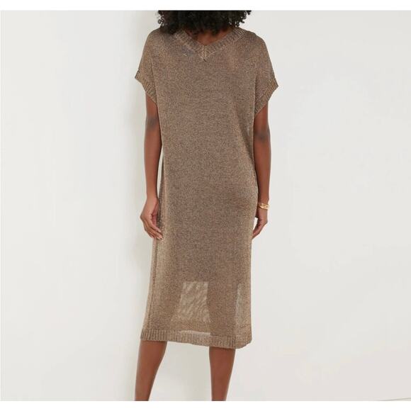 TUCKERNUCK Tuckernuck Bronze Metallic Knit Indie Dress NWT Size Large - Picture 4 of 12